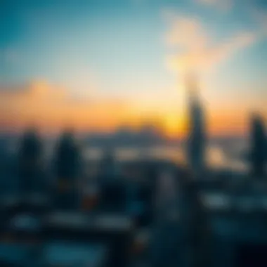 Stunning skyline view of Dubai at sunset