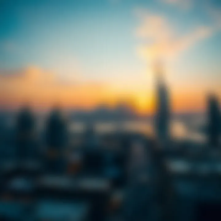 Stunning skyline view of Dubai at sunset