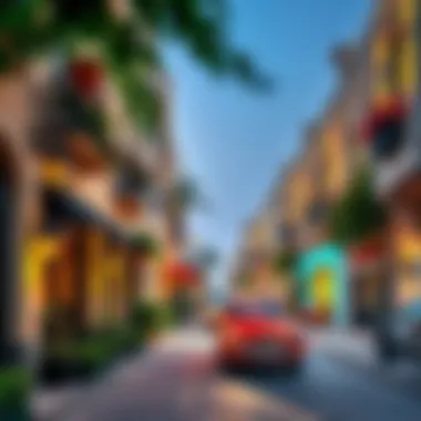 Charming neighborhood street filled with vibrant culture