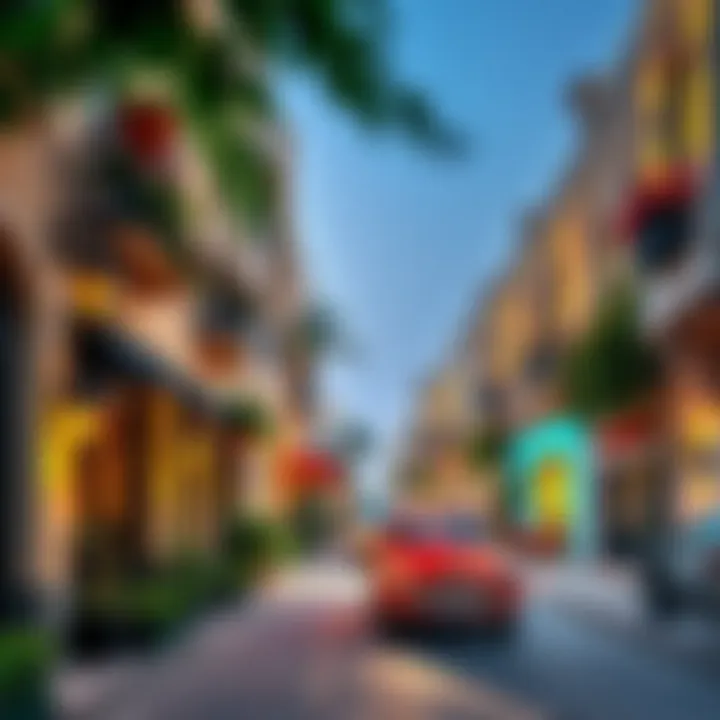 Charming neighborhood street filled with vibrant culture