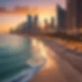 A breathtaking view of JBR Beach during sunset showcasing the skyline