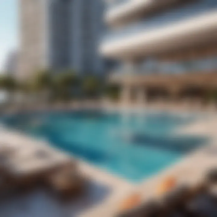 Luxurious amenities at Nuaimia One Tower including pool and lounge area