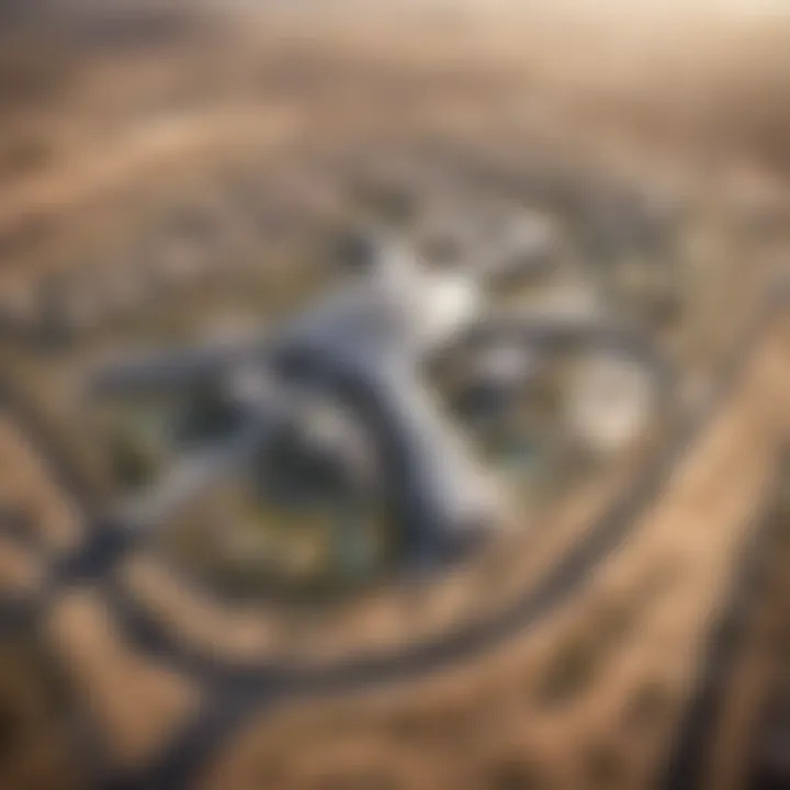 Aerial view of Yas City showcasing sustainable infrastructure