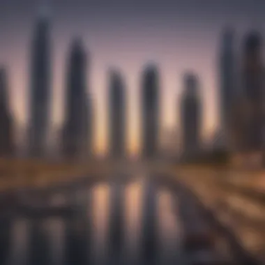 Stunning view of Dubai Marina skyline at sunset