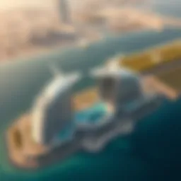 Aerial view of SLS the Palm showcasing its stunning architecture