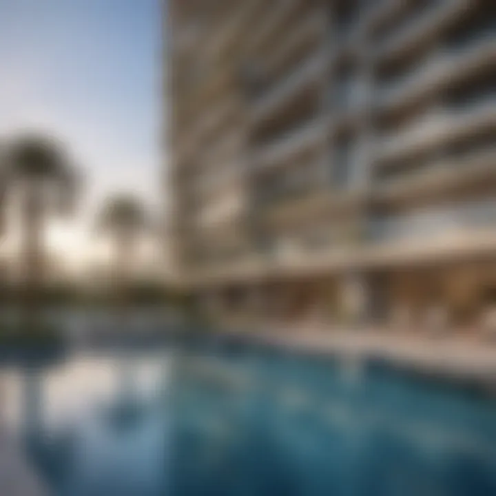 Amenities offered at Majan One Residences, including a pool and gym