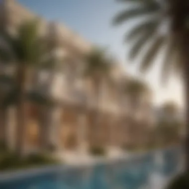 A stunning view of The Eight Palm's architectural design showcasing its grandeur